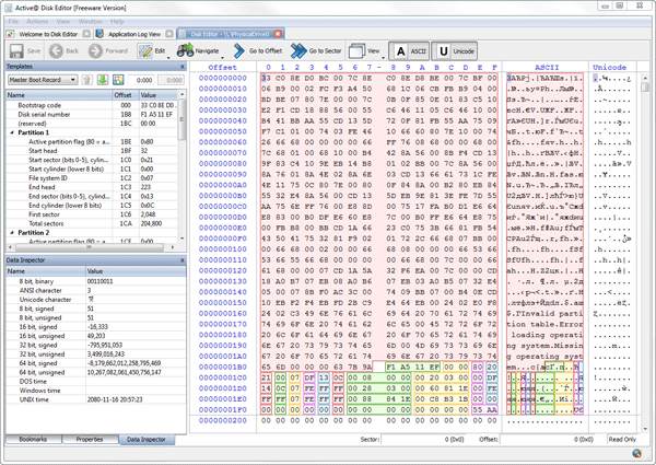 hxd - freeware hex editor and disk editor